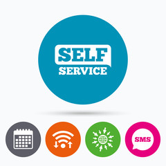 Self service sign icon. Maintenance button.