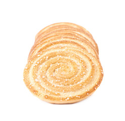 Line of cookies isolated over the white background