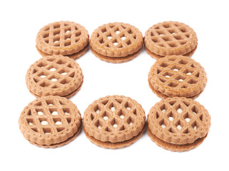 Pile of cookies isolated over the white background