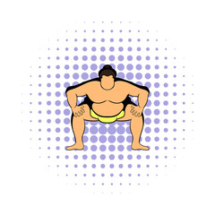 Sumo wrestler icon, comics style