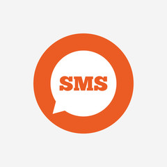 SMS speech bubble icon. Information symbol.