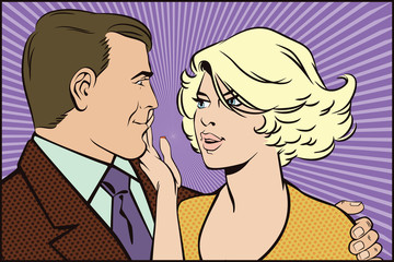 Fototapeta premium People in retro style pop art. Loving couple
