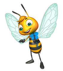 cute Bee cartoon character with guitar