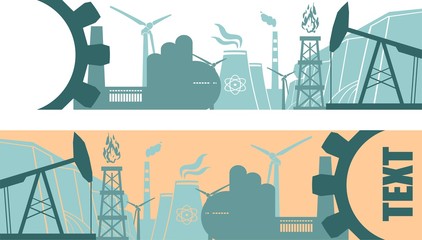 Energy and Power icons set. Header banner with text field