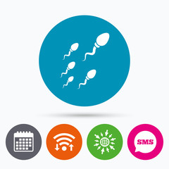 Sperm sign icon. Fertilization symbol.