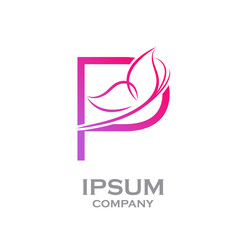 Abstract letter P logo,Butterfly, beauty and fashion logo