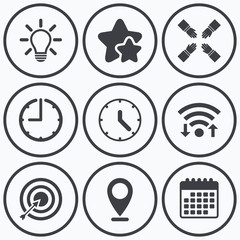 Lamp idea and clock time. Target aim.