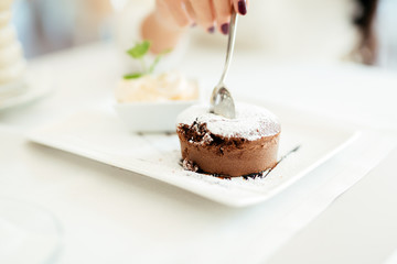 Beautiful souffle and vannila ice cream