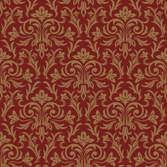 Deurstickers Bordeaux Elegant damast behang. Vintage patroon