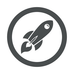 Icono cohete plano espacial en circulo color gris © teracreonte