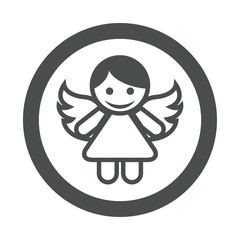 Fototapeta premium Icono plano angel en circulo color gris