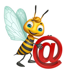 cute Bee cartoon character with at the rate sign