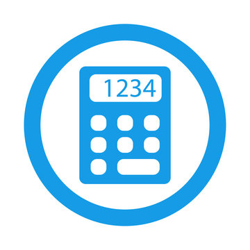 Icono plano calculadora en circulo color azul