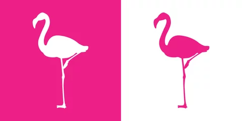 Muurstickers Icono plano flamingo con color rosa © teracreonte