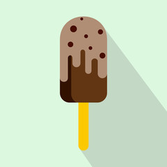 Chocolate ice cream icon, flat style