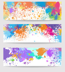 Set of three banners made of paint stains