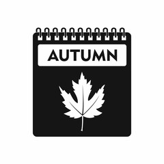 Calendar with maple leaf icon, simple style