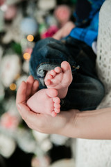 Portrait of a father and baby outdoors