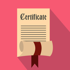Certificate icon in flat style