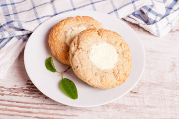 Cottage cheese cake on a plate