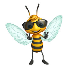 cute Bee cartoon character with sunglass