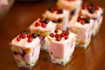 curd tartlets with berries.