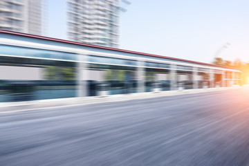 bus stop near asphalt road in hangzhou
