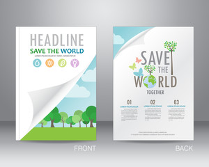 ecology brochure design template, vector