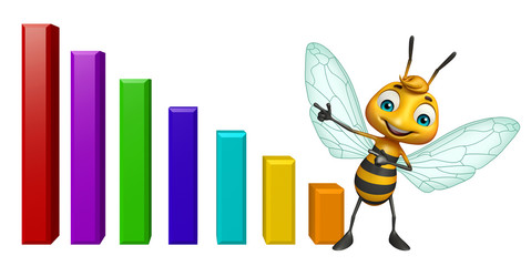 Bee cartoon character with graph