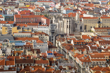 Fototapeta na wymiar Panoramic aerial view of Lisbon, Portugal. Sao Jorge Castle
