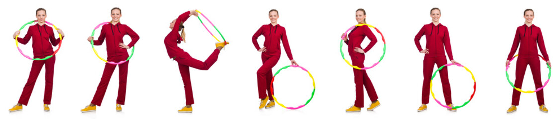 Woman doing exercises with hula hoop © Elnur