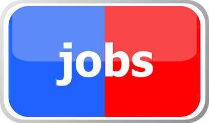 jobs word on vector web button icon isolated on white. flat icon vector illustration.