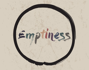 Calligraphy: Emptiness. Inspirational motivational quote. Meditation theme