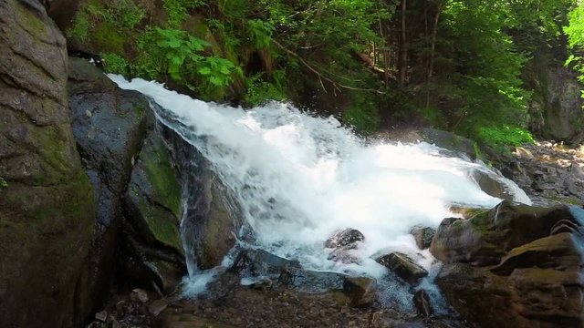 Water jet near waterfall