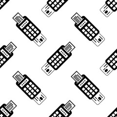 Icono plano patrón con pago electronico sobre fondo blanco