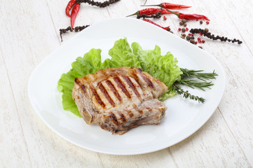 Grilled pork steak