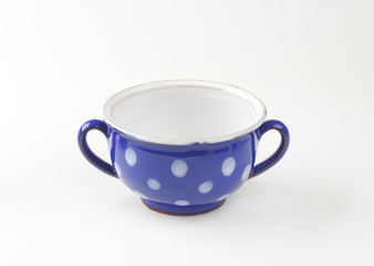 polka dot blue soup bowl