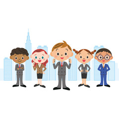 男の子を中心のビジネスチーム