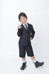 新学期の男の子　白背景
