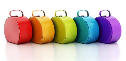 Multi colored handbags