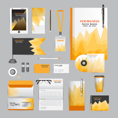 White identity template with blue origami elements. Vector compa © ploygraphic