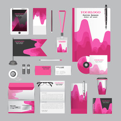 White identity template with blue origami elements. Vector compa © ploygraphic