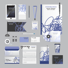 White identity template with blue origami elements. Vector compa © ploygraphic