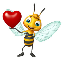 fun Bee cartoon character with heart