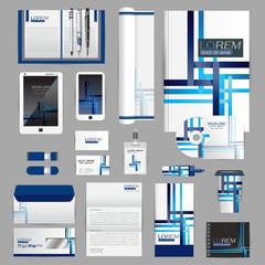 White identity template with blue origami elements. Vector compa © ploygraphic