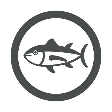 Icono plano pescado en circulo color gris