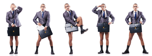 Composite photo of naked businessman on white