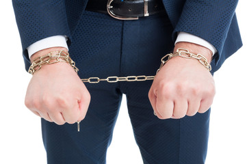 Businessman in handcuffs arrested and punished for bribery