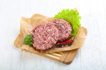 Raw burger cutlet