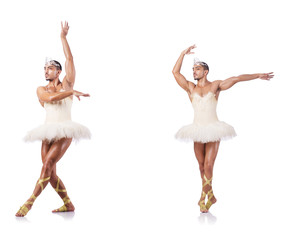 Naklejka premium Man in ballet tutu isolated on white